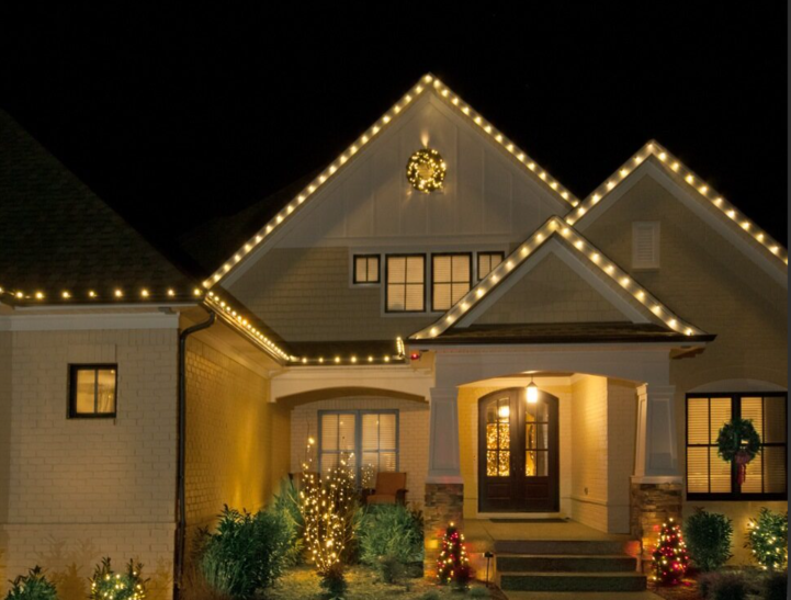 A Home Decorated with Holiday Lighting by Window Genie 