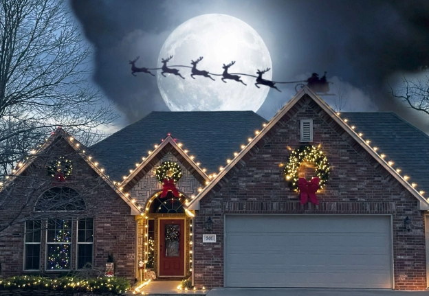 Holiday Lights Installation on Home in Northwest Arkansas.
