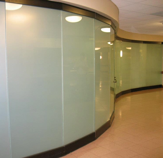 Decorative window film in a business.