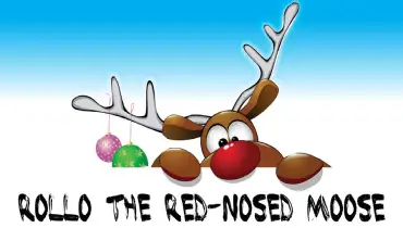 A drawing of Rollo the Red Nosed Moose.